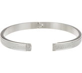 Stainless Steel Glitter Texture Bangle Bracelet, 7-1/4